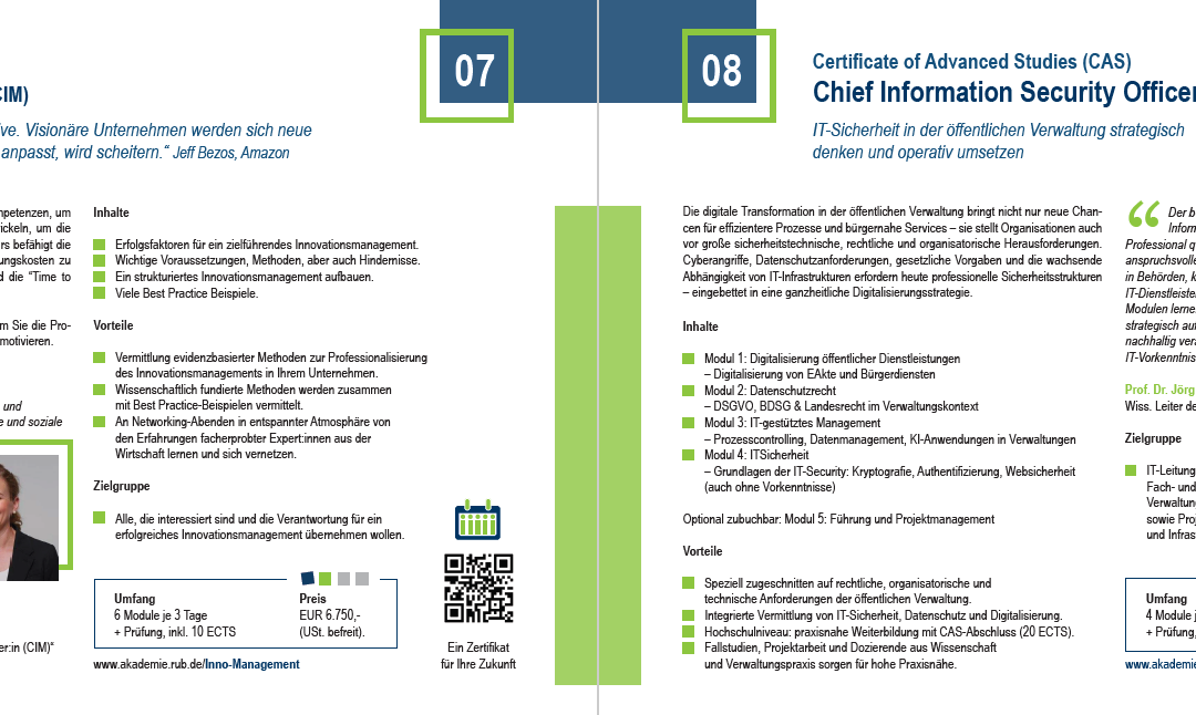Neue Broschüre veröffentlicht: Programm-HIGHLIGHTS 2026/27 – Zertifikatskurse auf Hochschulniveau